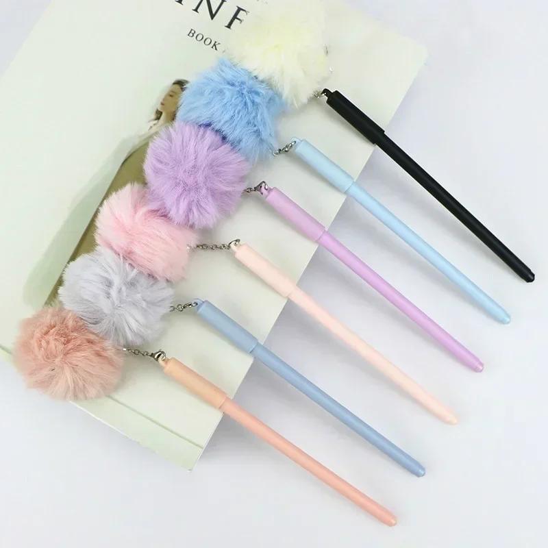 Creative Cute Plush Ballpoint Pens Gifts Flower Writing Supplies for School Office Wedding Signature Stationery Black Color Ink