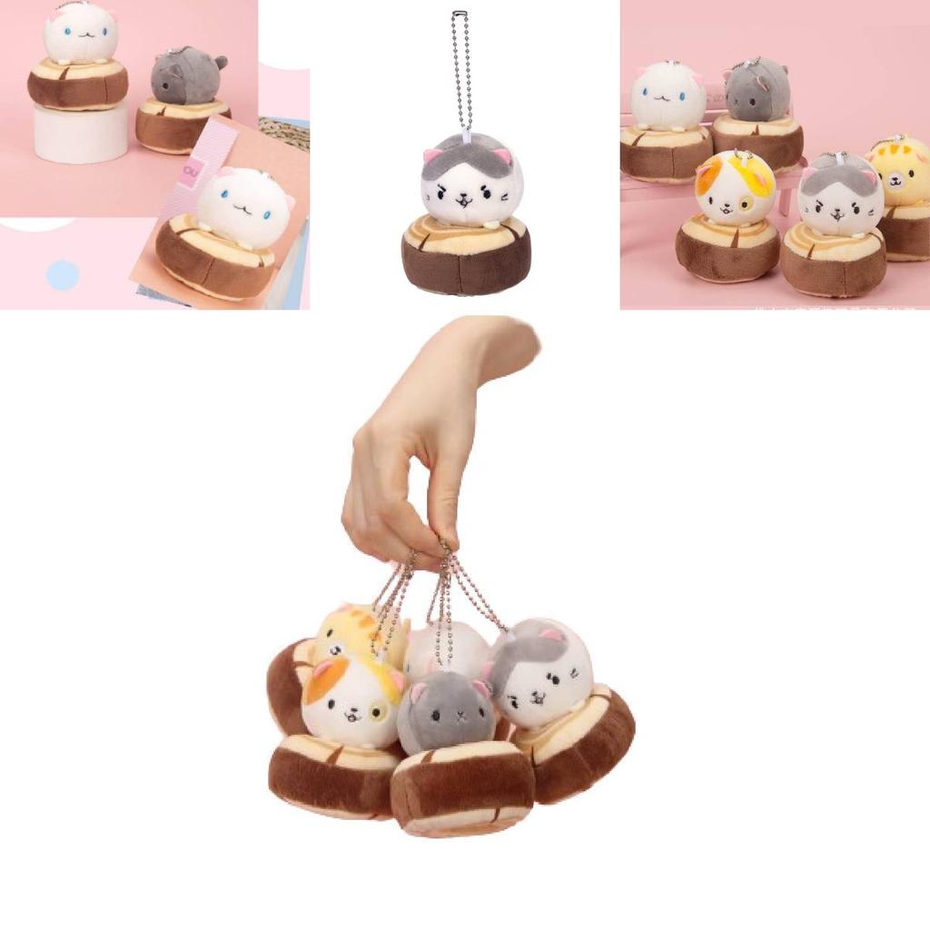 Adorable Cat Plush Doll Keychain Wedding Gift Short Hair Stuffed Animal 10cm