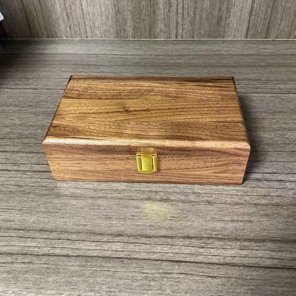 Black Walnut Flip-Top Light Luxury Storage Box for Jewelry, Antiques, or Stationery