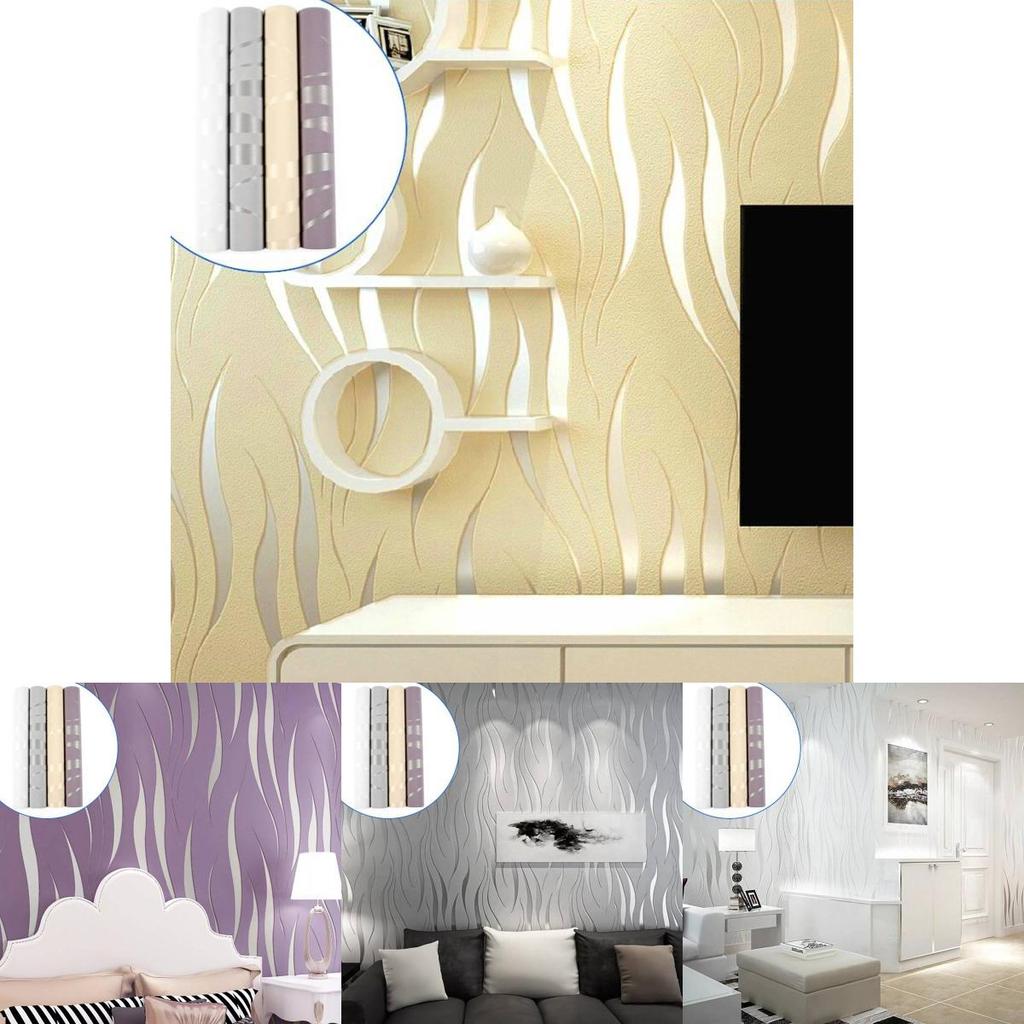 Modern Stylish Gray Wave Stripe Wallpaper For Living Room And Tv Background Decor