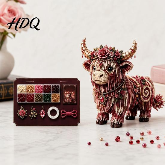 Multi-color Beads Set Highland Cow Bead Kit Mythical DIY Craft Tiny Animal