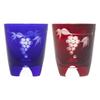[Authentic Product] Tajima Glass "Edo Kiriko" Sake Cups (Ochoko) Pair Set, Approx. 5cm Diameter x 6cm Height, Approx. 50ml Capacity, Grape Pattern, Co