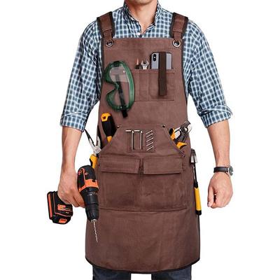 Cross-border Thick Canvas Apron for Outdoor, Camping, Woodworking, and Gardening with Custom Logo