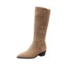 2025 Autumn New Women's Fashion Boots Suede Retro Mid Tube High Fashion Boots Women's Thick Heel Winter