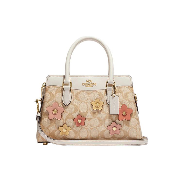 Coach Women's Darcie 26 Three-Dimensional Floral Monogram Zipper Closure Canvas And Leather Kelly Bag Shoulder Crossbody Tote Medium Bags Ch344-Imot4