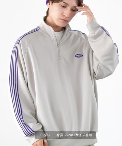 [IMPROVES] [SIDEWAYSTANCE] Embroidered One-Point Line Jersey Long Sleeve Half-Zip Jacket