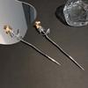 Punk Metal Rose Flower Hair Sticks Hairpins for Women Girls Vintage Chinese Style Flower Hair Clips Pins Hair Accessories