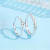 Love's Promise Platinum Gold Couple's Ring: 999 Sterling Silver Plated, Open Design with Entwined Threads and Simple Diamond Accents.