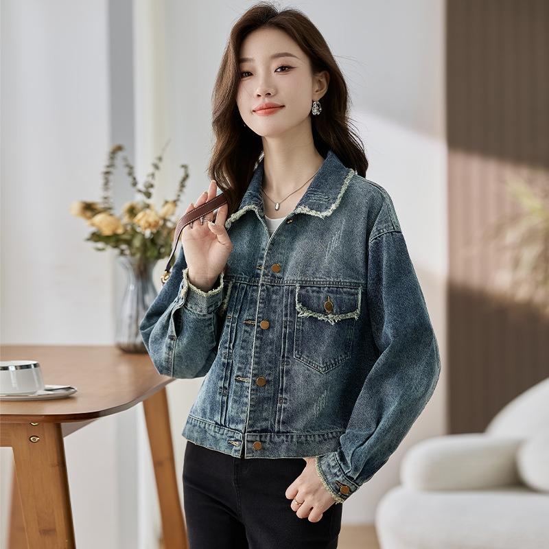 Spring and Autumn New Retro Temperament High-end Jacket Early Autumn Short Popular Top Polished Denim Jacket Women