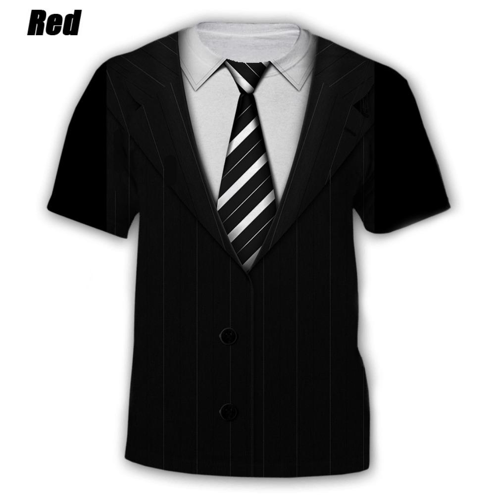 Roupa Masculina Moda Verão Engraçada Falso Terno Camiseta 3D Smoking Gravata Borboleta Camisetas Estampadas em 3D Masculinas Verão Streetwear Camisetas Tops
