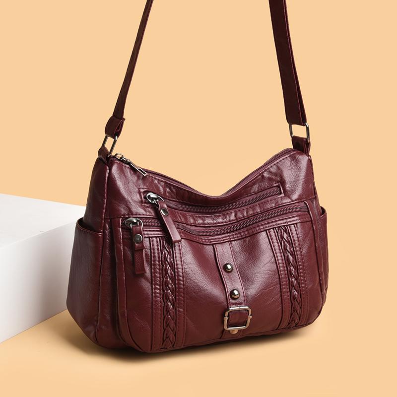Dámská crossbody taška Taška pro matku středního věku Měkká kožená taška přes rameno