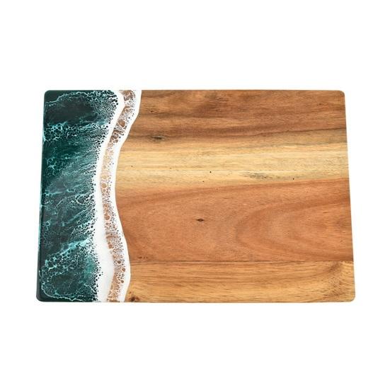 Personalized Cutting Board with Ocean Resin Custom Charcuterie Board Engraved, Decorative Wood Cutting Board Wedding Gift, Unique Resin Cutting Board