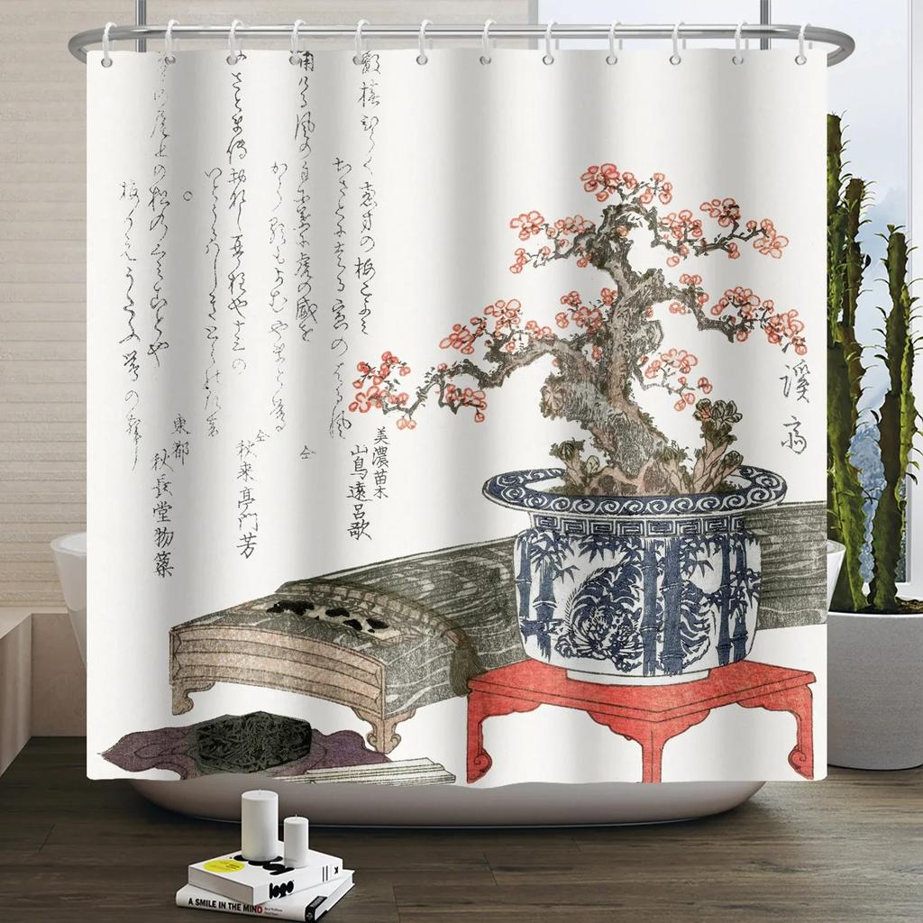 Chinese Ink Painting Landscape Shower Curtain Mountain Bamboo Modern Art Home Decor Bathroom Curtains Waterproof Shower Curtains