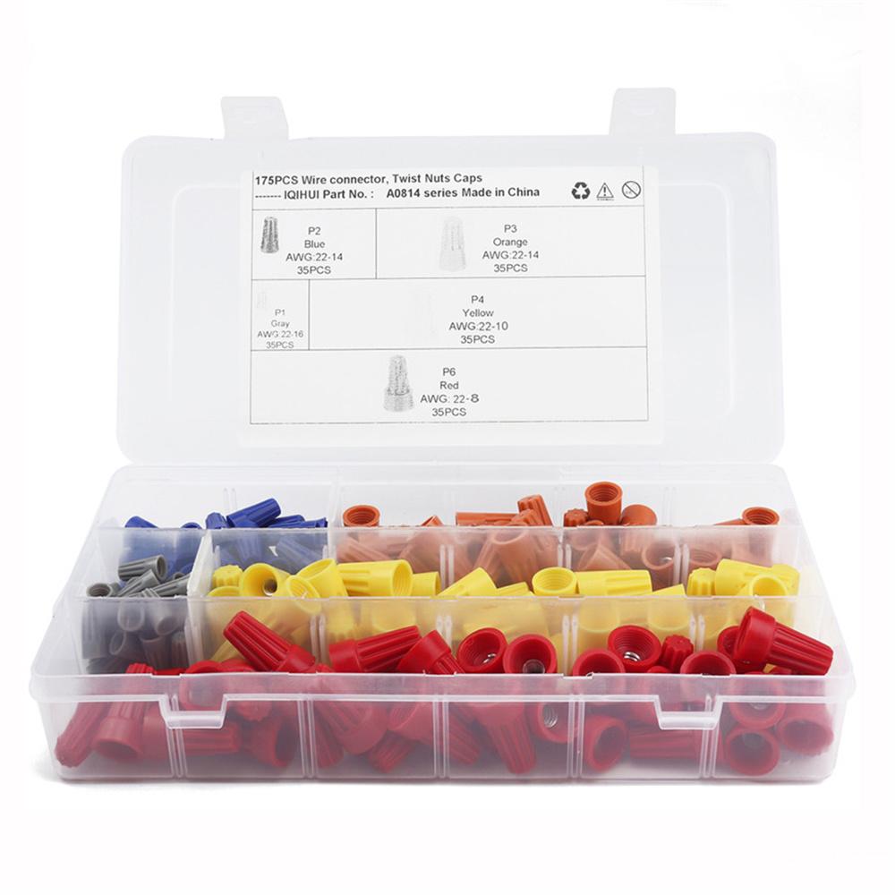 175Pcs Twist-on Cap Twist Nut Connector Splice Wire Terminal Cap Spring Insert