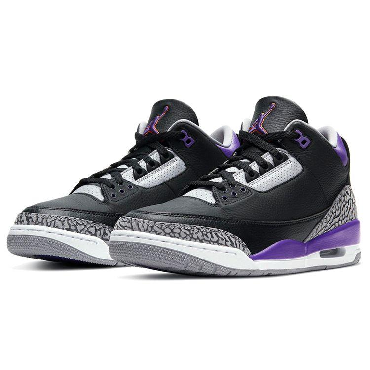 Air Jordan 3 Retro Court Purple Unisex Sneakers Black Cement-Grey White CT8532-050
