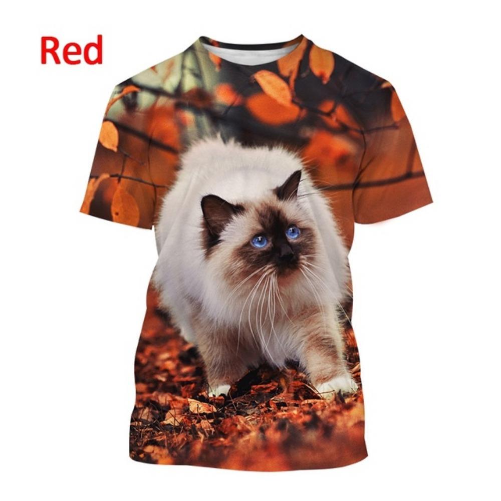 Women's T-Shirts Harajuku Cat Graphic Print 3D Tops Summer Short Sleeve Casual Tees Kawaii Animal T Shirt