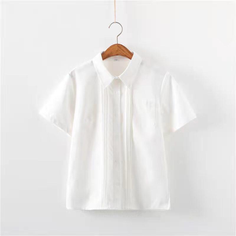 

Комплект белая рубашка и юбка - Стиль академии Неверленд, Свободный короткий рукав, Весна/Лето L