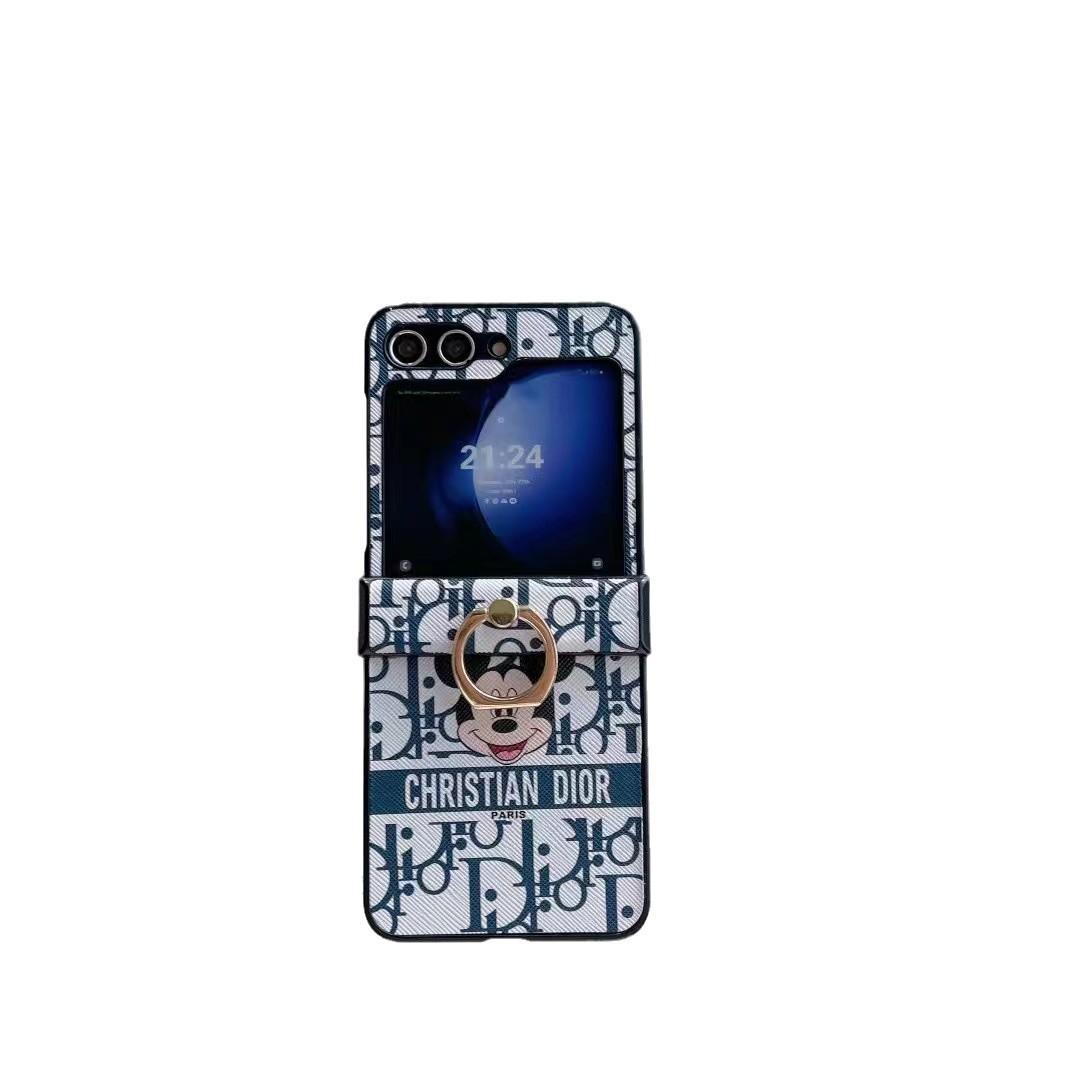 

Compatible Samsung Z Flip6/5/4 & W23 Flip Case with Finger Ring Buckle Zfold4