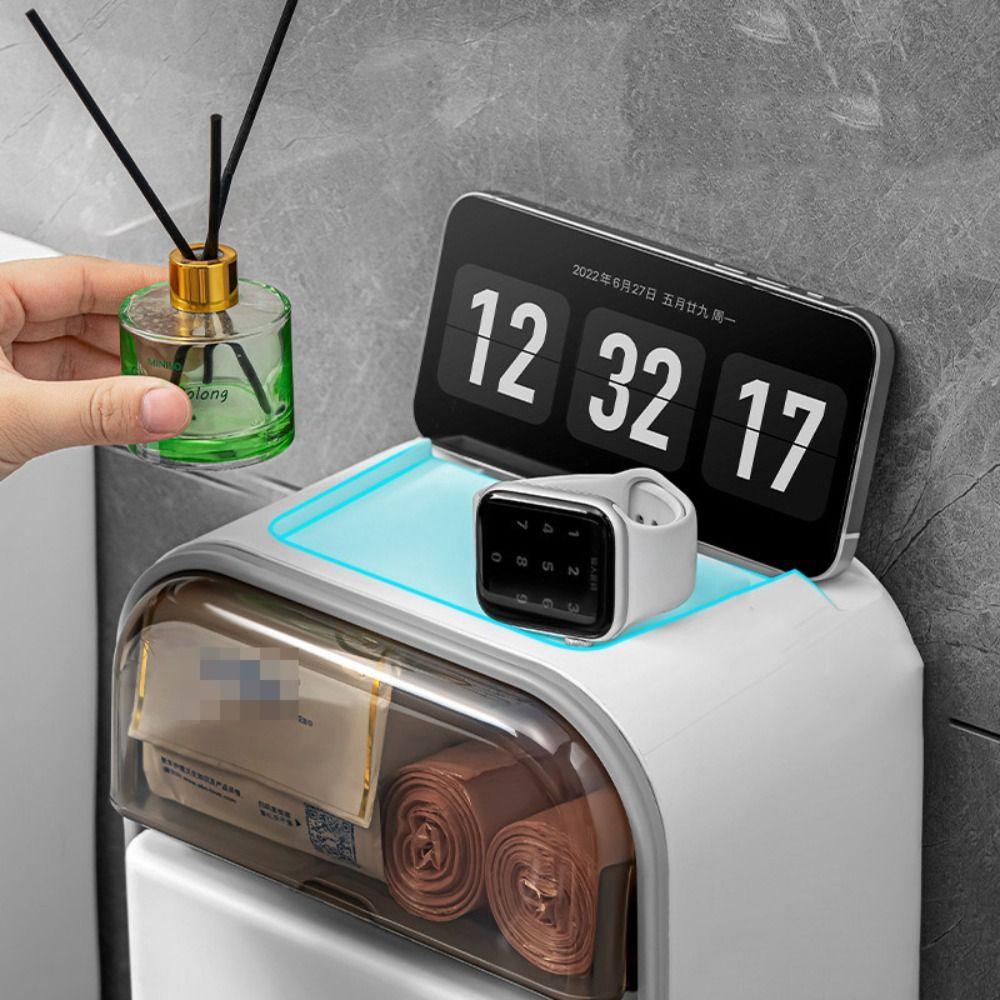 Waterproof Wall-Mounted Tissue Box No-Drill Draw Tissue Box Toilet Paper Holder  Bathroom
