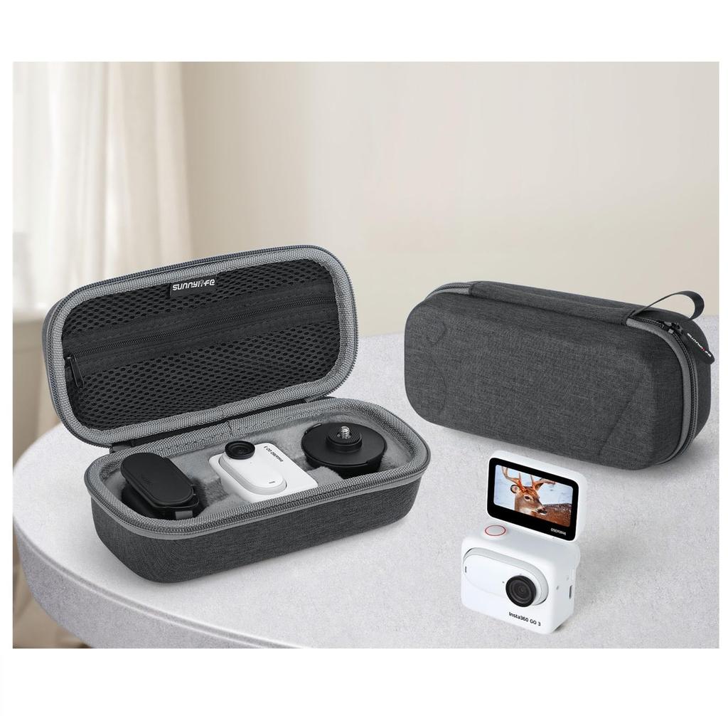 SHEAWA for Insta360 GO 3/GO 3S Case, Compact Shockproof Carrying Case, Pivot Stand, Magnetic Pendant, Clips, Cables, and Other Accessories