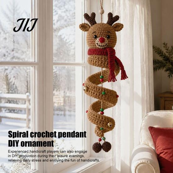 Einfaches Häkel-Geister-Anleitungskit DIY-Kit, Geister-/Pinguin-/Hirsch-/Lebkuchenmann-/Kürbisform, Spiral-Handarbeitsgeschenk für Enthusiasten Bastel-Dekoration