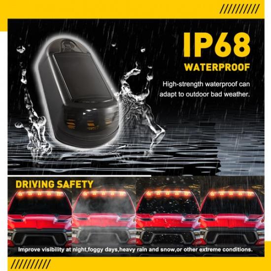 Automatyczne 5x Zasilane Słońcem Światła Żółte na Dach Kabiny Uniwersalne do Samochodów Pickup Wędzona Obudowa