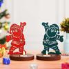 Decorațiune de Crăciun Moș Crăciun, Suporturi decorative pentru lumânări tip pastilă (Set de 2 Lemn Roșu Verde) pentru Birou Acasă - Cadouri pentru Prieten de Familie