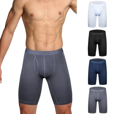 Mens Underpants Long Leg Boxer Shorts Seamless Trunks Antibacterial Fiber 4Pcs