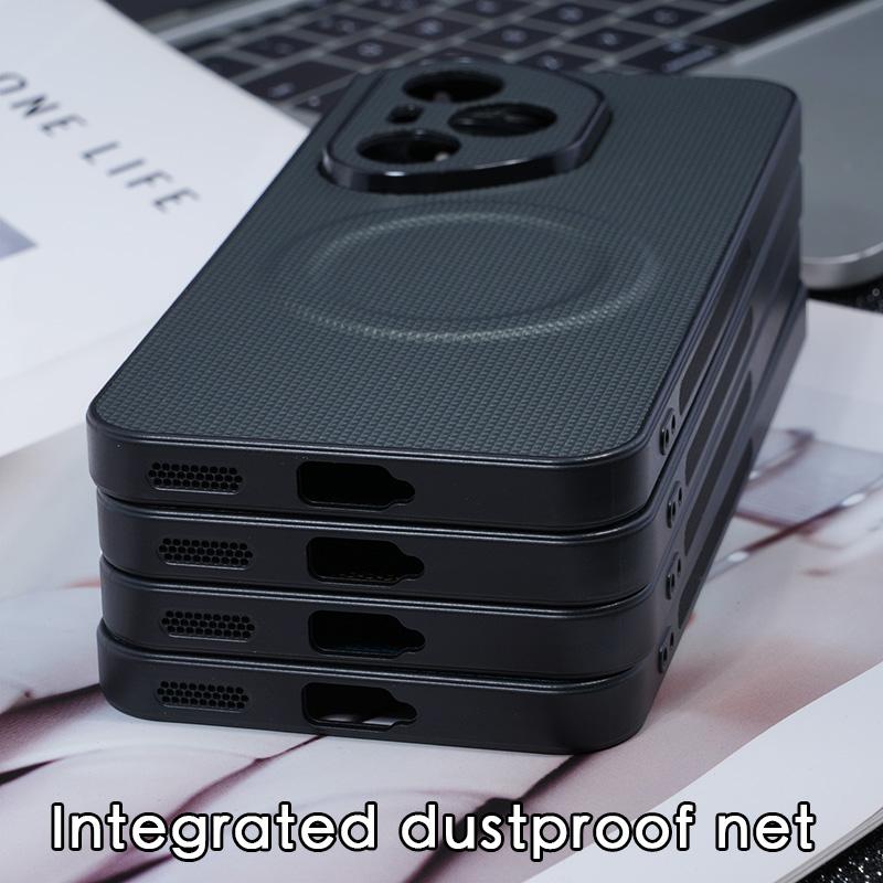 Ultrathin Leather Texture Builtin Magsafe Magnetic Phone Case For Honor 400 X60 Magic 7 Pro Wireless Charge Frosted Cover