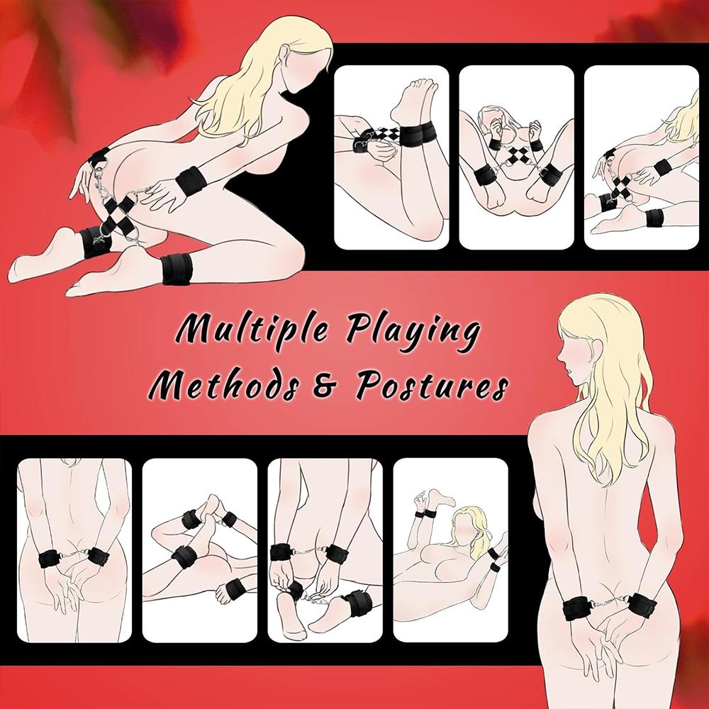 Sex Toys  Bondage Restraints Harness Adjustable Straps Kit Sex Sling Handcuffs Cross Blindfold Tickler Feather Bondage Gear