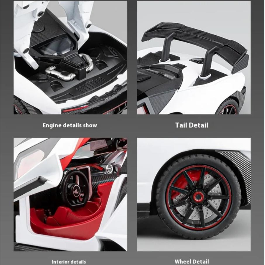 1/24 Scale Mclaren Senna Alloy Metal Diecast Car Model Sound & Light Collection Hobby Super Racing Serie Holiday Birthday Gift for Boy