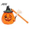 Funny Witch Hat Pumpkin Glowing Halloween Lantern, Jack O Lantern with Broom, Light Trick or Treat Lamp Up Decor, Prop for Kids Party Decor