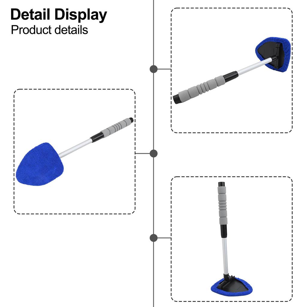 Portable Car Interior Window Cleaner with 3 Extra Rags for Convenient Use