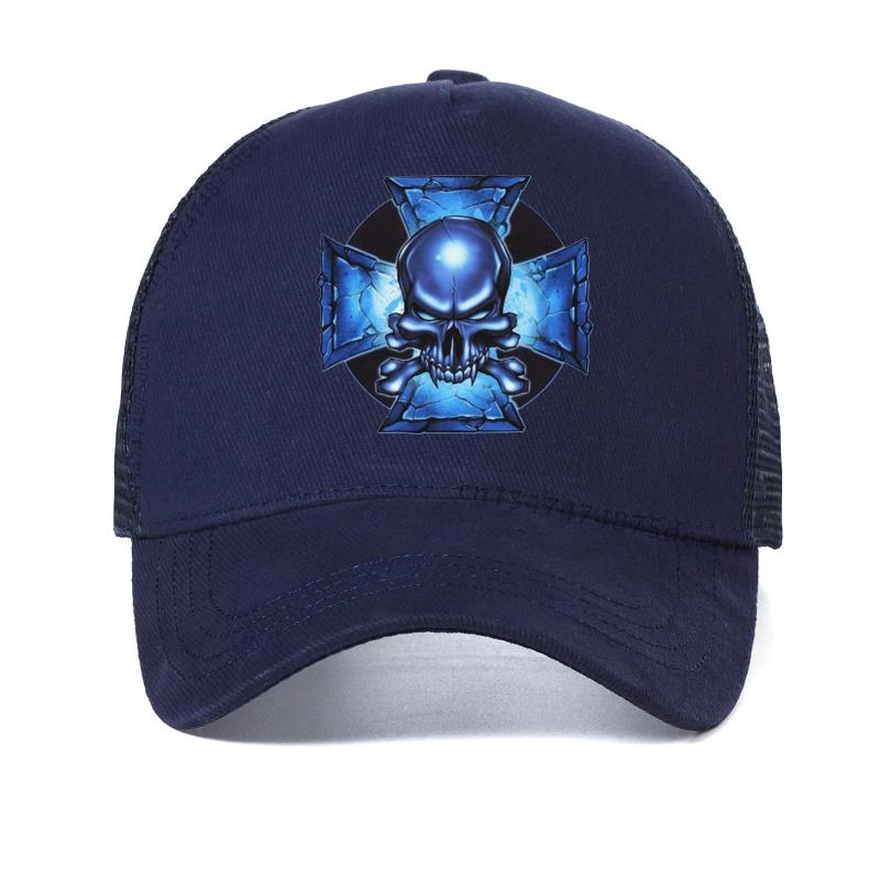 Malta Cross Skull Rider Baseball Cap Men Women's Adjustable Knights Templar Crusades Dad Hat Mesh Breathable Trucker Hat