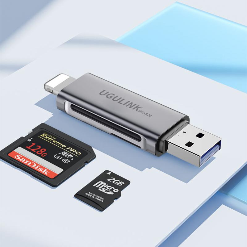 Passer for Apple-mobiltelefonkortlesere, USB3.0-kortlesere SD-kort, TF-kortlesere, skallkortlesere i aluminiumslegering, høyhastighets.