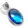 London Blue Topaz Gemstone Handmade 925 Sterling Silver Gift Pendant 2.17" Q1E11