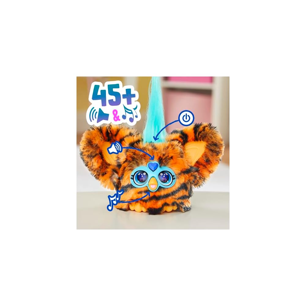 Hasbro Furby Furblets Taby Mini Friend Orange Plush Toy for Boys and Girls Ages 6+ Interactive Music G1700