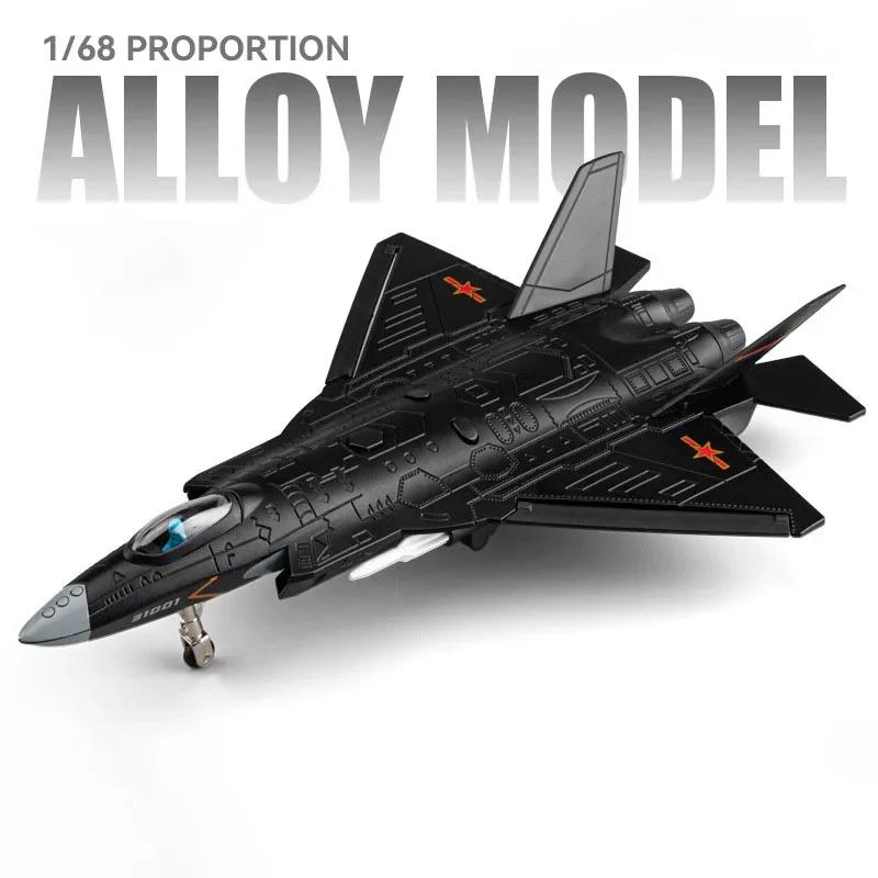 

1:68 J-31 Stealth Fighter Model Toy Car Light Music Military Aircraft Alloy Diecast Pull Back Plane Models Desktop Ornament Gift чёрный