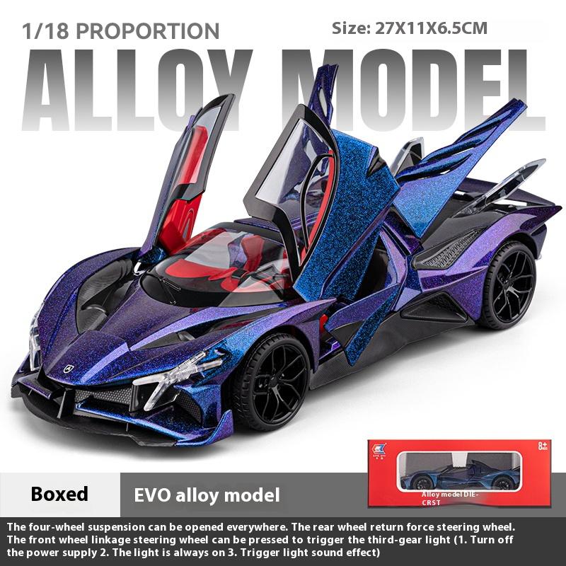 

1/18 Apollo EVO Alloy Model Toy Car, Futuristic Shape, Four-wheel Shock Absorption, Cool Sound and Light, Christmas Gifts фиолетовый