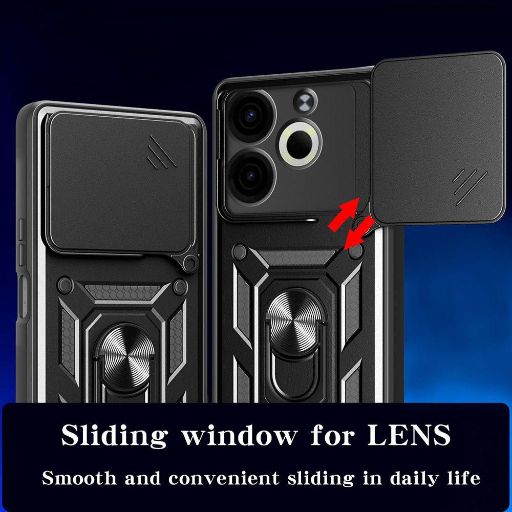 Slide Lens Armor Funda for Tecno Pova 6 Neo 4G Case Magnetic Rotate Ring Stand Holder Cover for Tecno Pova 6 Neo 4G Case Capa
