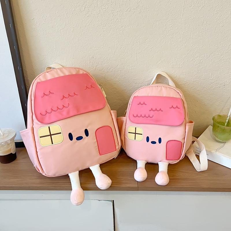 Schoolbag Cartoon Boys and Girls Kindergarten Backpack Size Children's Schoolbag Three-dimensional Splicing Color House Model Going Out Backpack