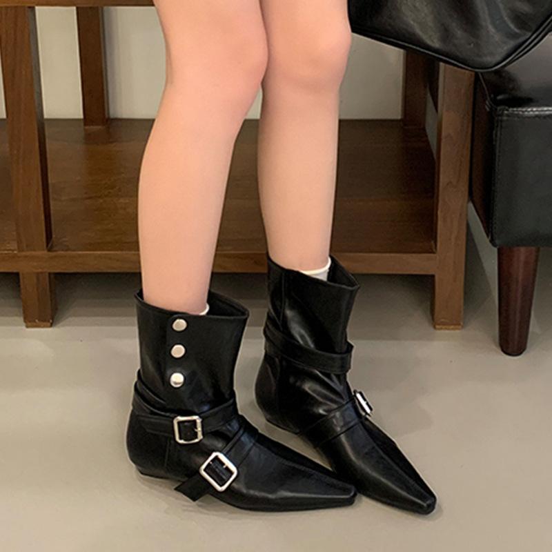 Short Boots Women s Season Women s Boots Pointed Boots Flat Bottom Short Boots Niche Skinny Boots Martin Boots 35