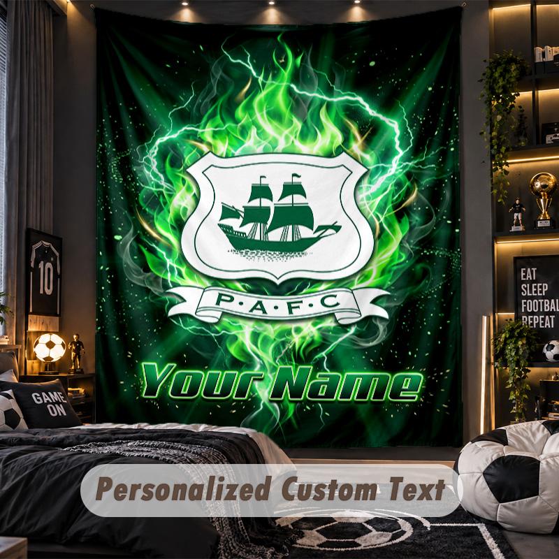 TapestryPlymouth Argyle FC Custom Name Text Personalized Wall Hanging Tapestry Home Wall Decor