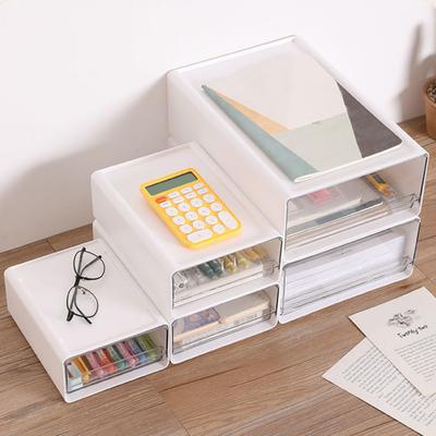 Organizer da scrivania in plastica trasparente, contenitore impilabile per scrivania per forniture per ufficio
