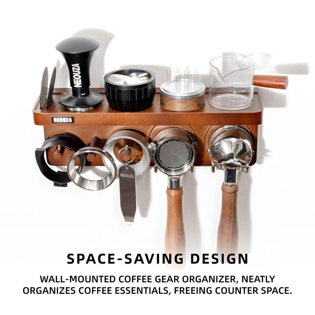 NEOUZA Espresso Accessory Wall-Mounted Storage Stand for 515358mm Coffee Tampers, Distributors, and Portafilters, for Bars, Homes, and Offices