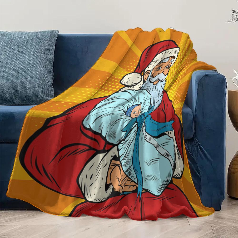 TU Santa Claus Throw Blanket Cozy Christmas Gift Festive Home Decor Holiday Reindeer Snowman Family Gift Xmas Dorm Room Bedding