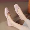 Autumn new round head versatile temperament lady Doudou shoes women's flat bottom shallow mouth single shoes flower maternity shoes