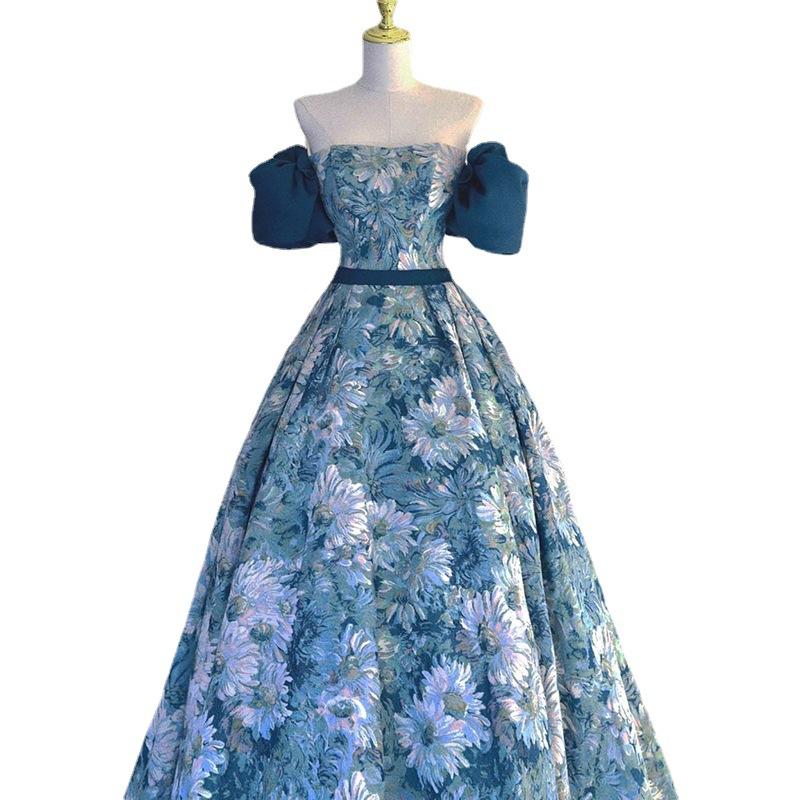 [Monet Garden] Engagement Banquet Dress 1011 New Bride Shoulder Host Banquet Evening Dress Women