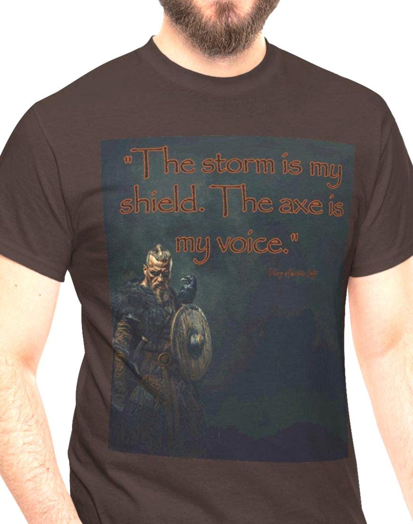 The Storm is my Sheild, The Axe is My Voice Viking Inspired Quote Tee, Unisex Heavy Cotton Tee, Graphic Tee, Norse Lovers Gift M