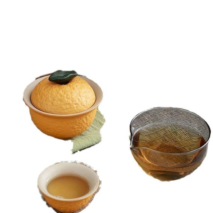 Big Orange Dali Travel Kung Fu Tea Set One Pot Two Cups Outdoor Car Express Cup Portable Companion Business Gifts